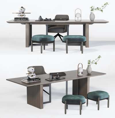 现代书桌椅3D模型下载